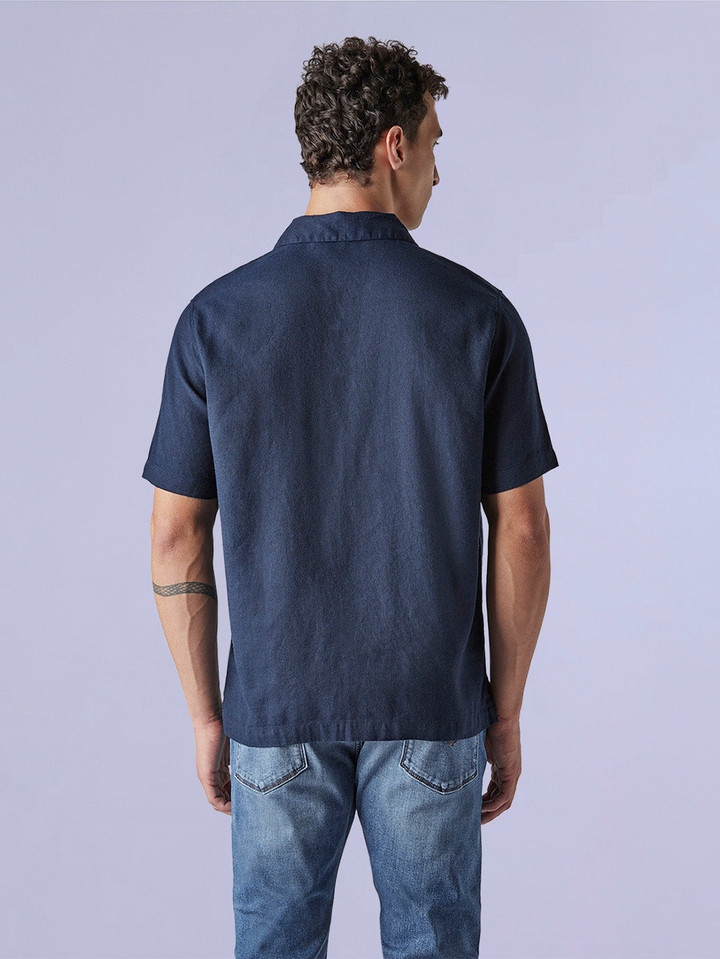 Men's Solid Loose Fit Resort Collar Redloop Shirt - 6e577dc6-f3f8-424e-b90d-5e2230d0ae25 View