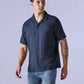 Men's Solid Loose Fit Resort Collar Redloop Shirt - Side View
