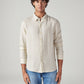 Men's Solid Slim Fit Linen Shirt - Front View