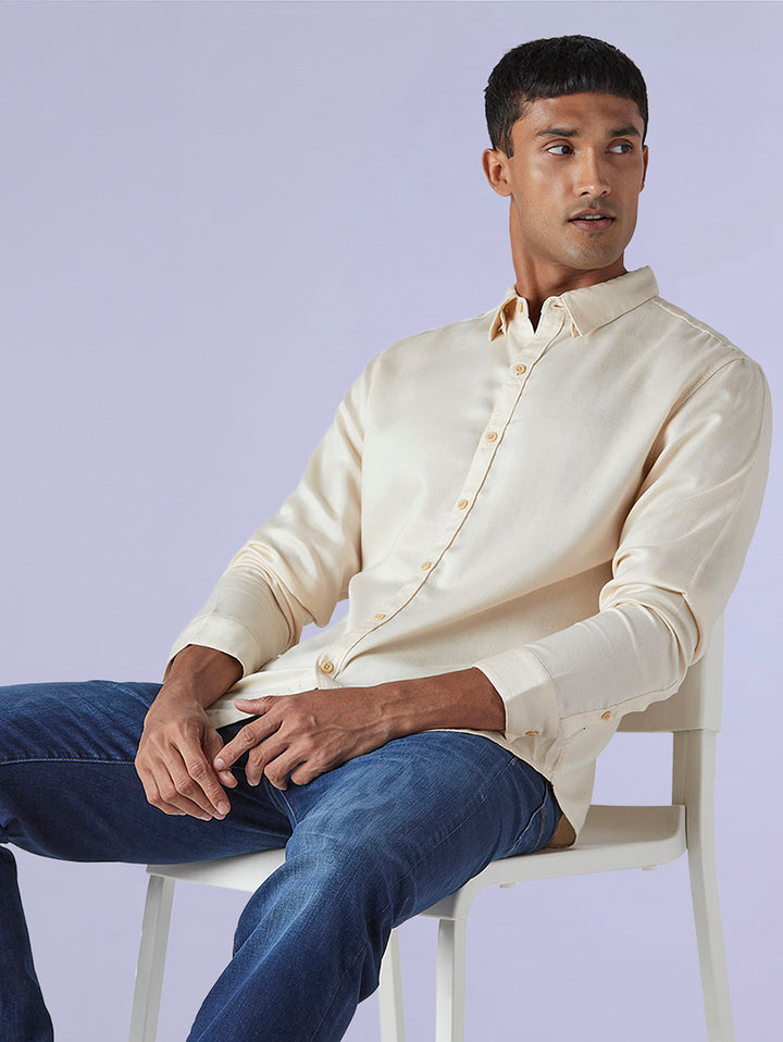 Men's Redloop Solid Slim Fit Linen Shirt