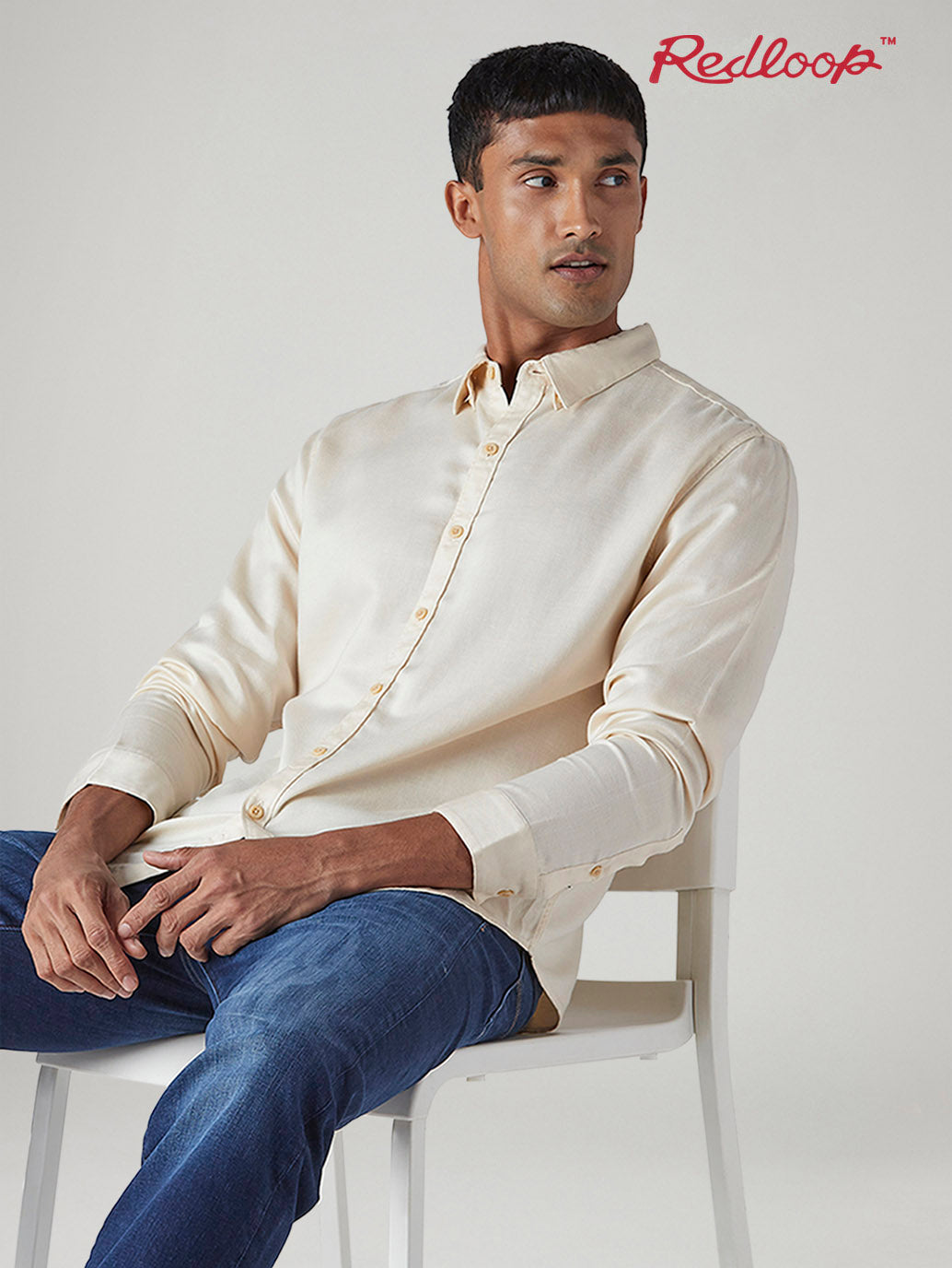 Men's Redloop Solid Slim Fit Linen Shirt