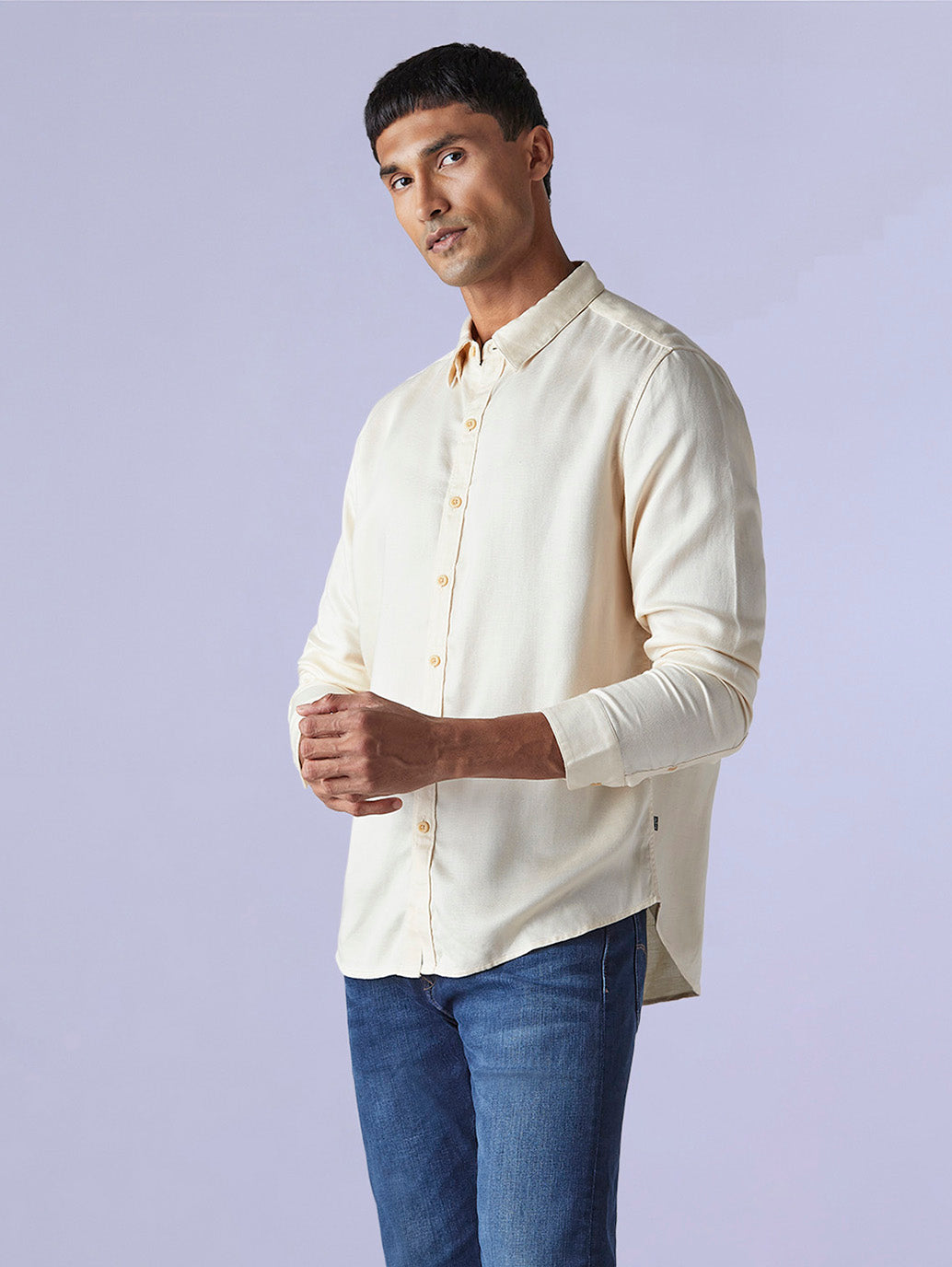 Men's Redloop Solid Slim Fit Linen Shirt - 31977327-02e6-4c75-8eef-10f00d9ff48a View