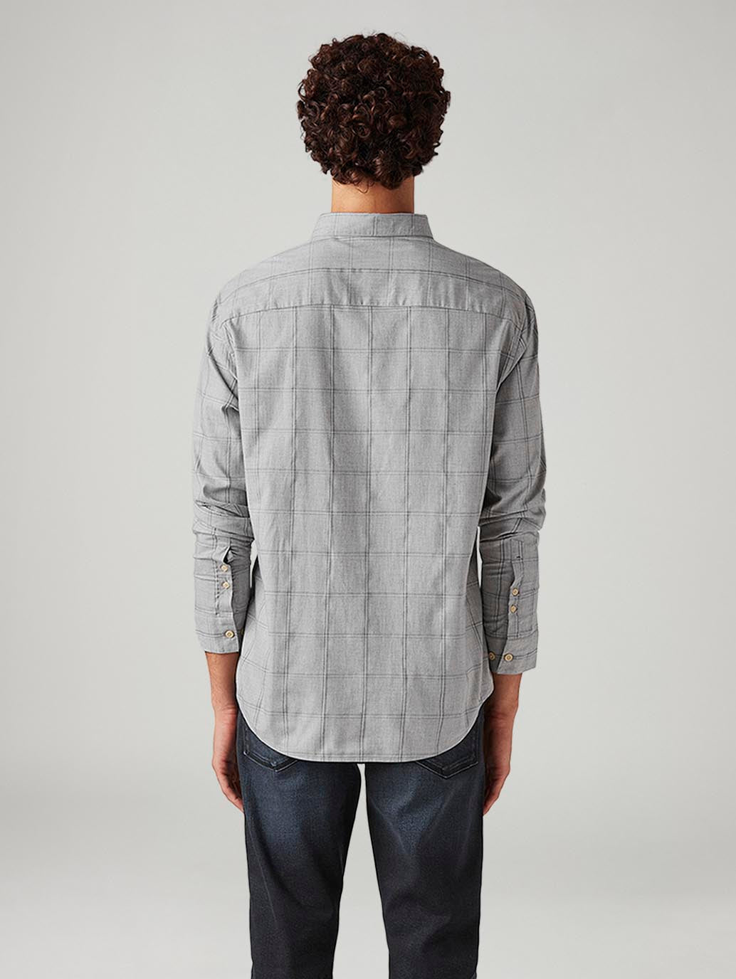Men's Checkered Slim Fit Shirt - Back View