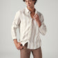 Men's Striped Slim Fit Linen Shirt - Styleshot View
