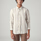 Men's Striped Slim Fit Linen Shirt - Front View