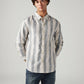 Men's Striped Slim Fit Linen Shirt - Front View