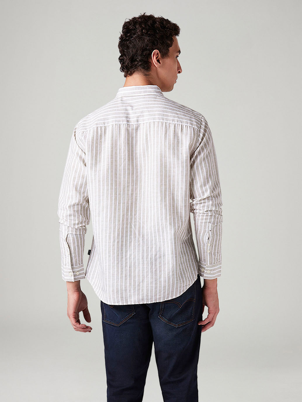 Men's Striped Slim Fit Shirt - Back View
