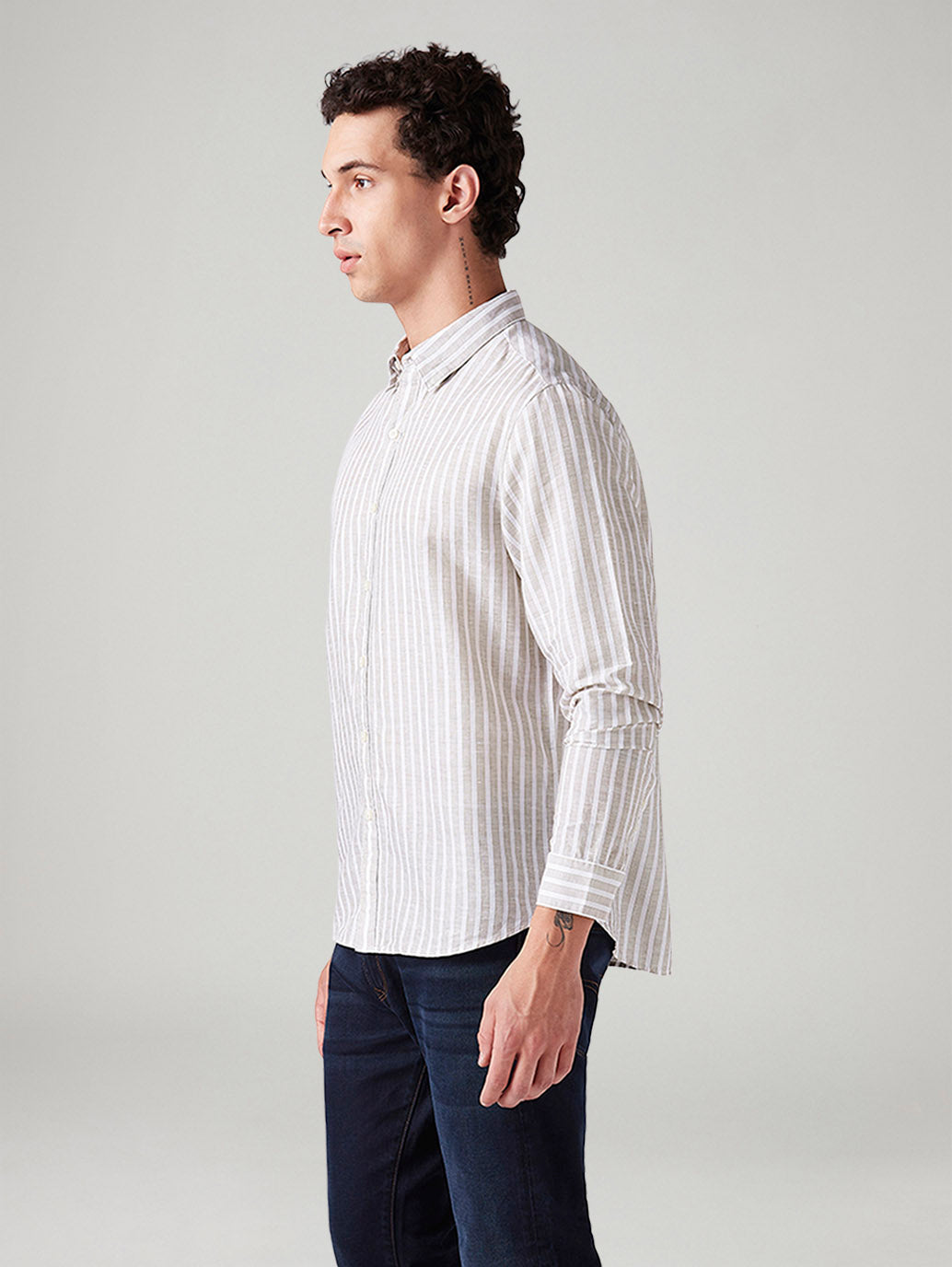 Men's Striped Slim Fit Shirt - Side View