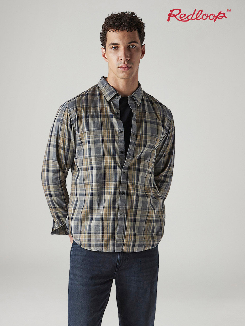 Men's Checkered Slim Fit Redloop Shirt