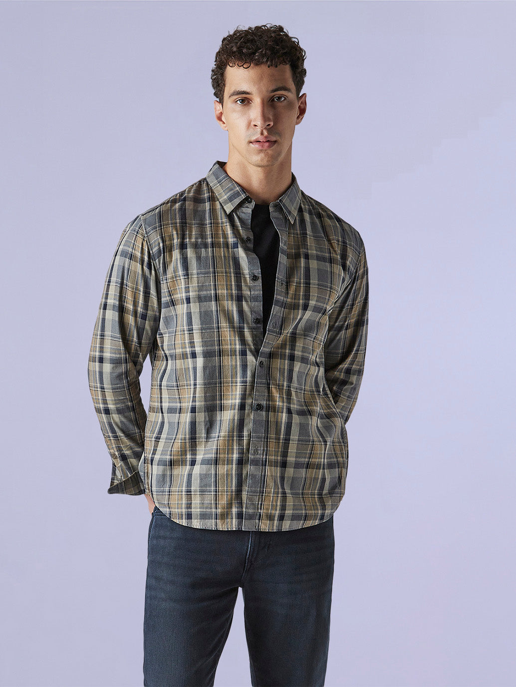 Men's Checkered Slim Fit Redloop Shirt