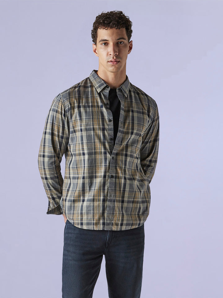 Men's Checkered Slim Fit Redloop Shirt