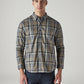 Men's Checkered Slim Fit Redloop Shirt - Front View