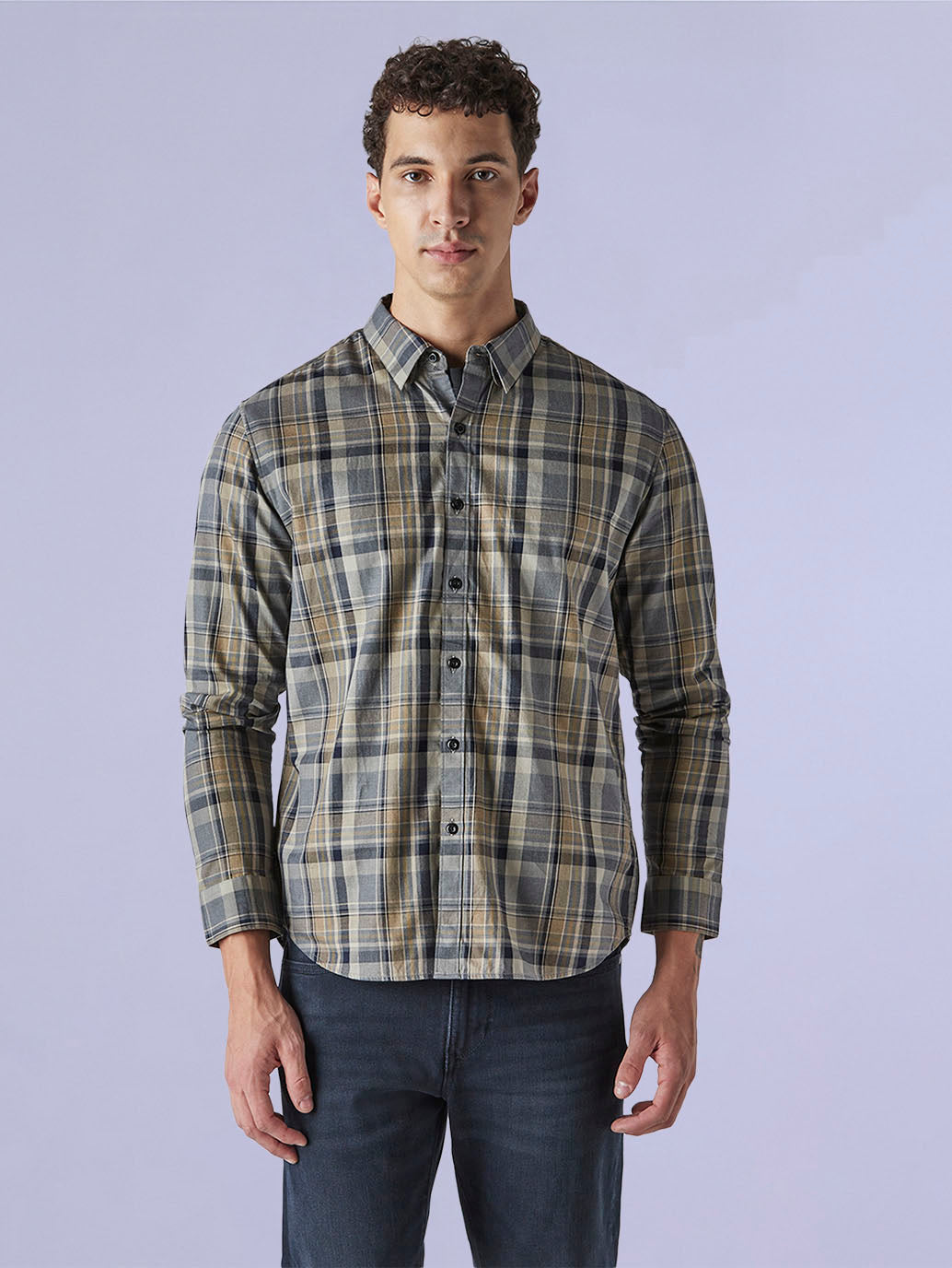Men's Checkered Slim Fit Redloop Shirt - 0adb50bd-b983-4e01-b65d-3a742e8c58b8 View