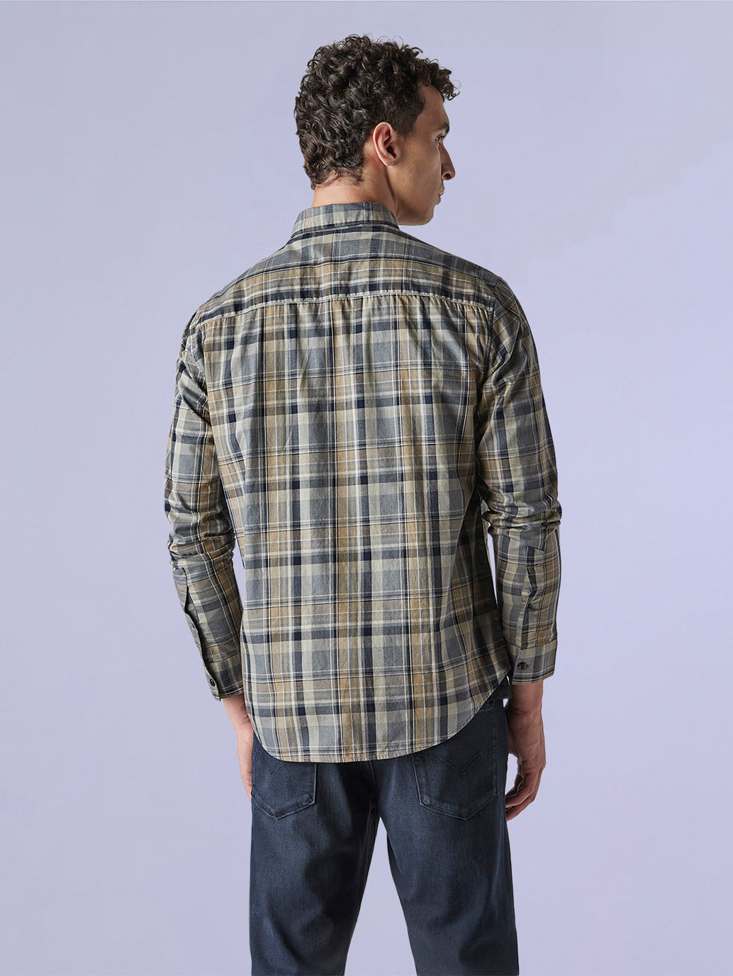 Men's Checkered Slim Fit Redloop Shirt - 20 View