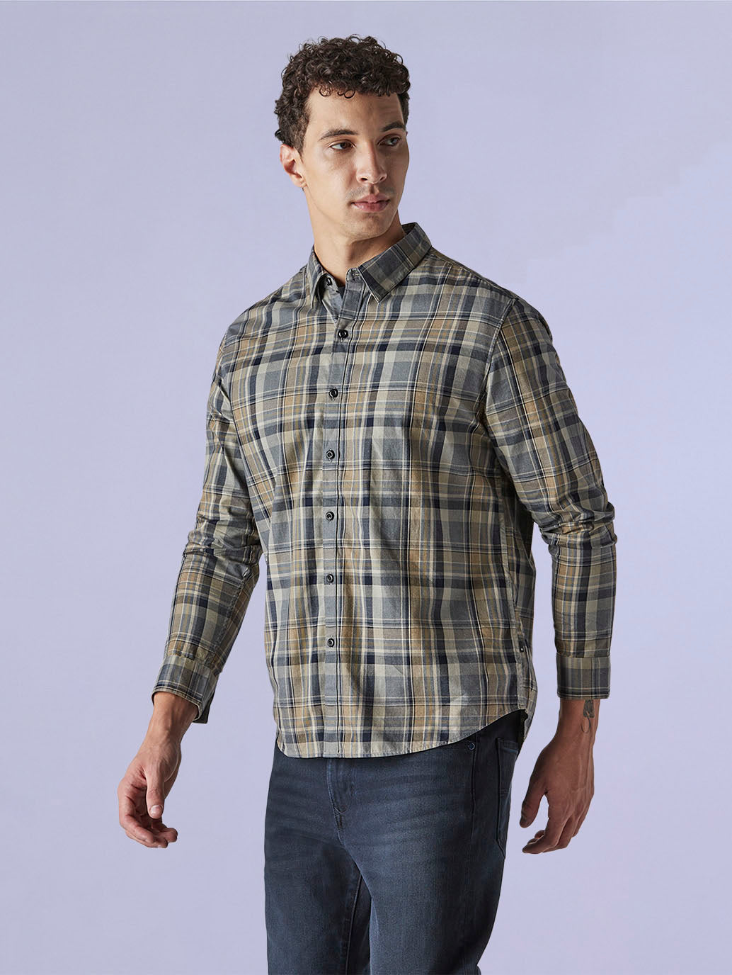 Men's Checkered Slim Fit Redloop Shirt - e85ea077-75fd-4a75-a454-7c336d162f52 View