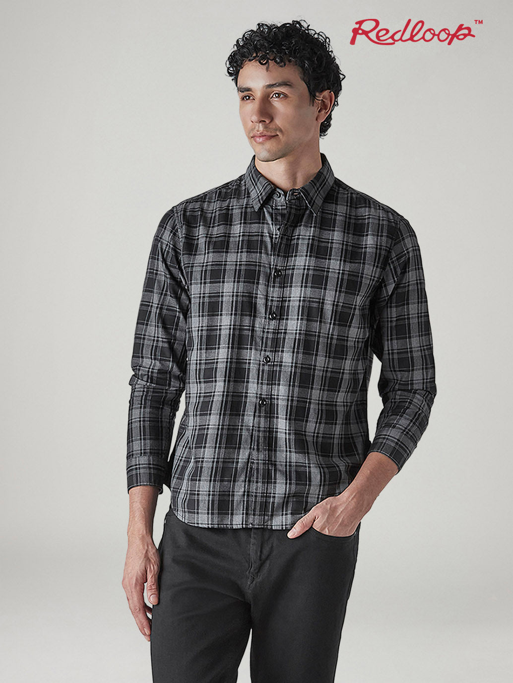 Men's Checkered Slim Fit Redloop Shirt
