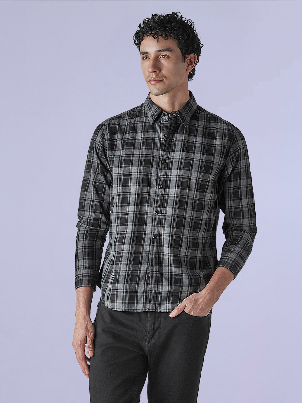 Men's Checkered Slim Fit Redloop Shirt