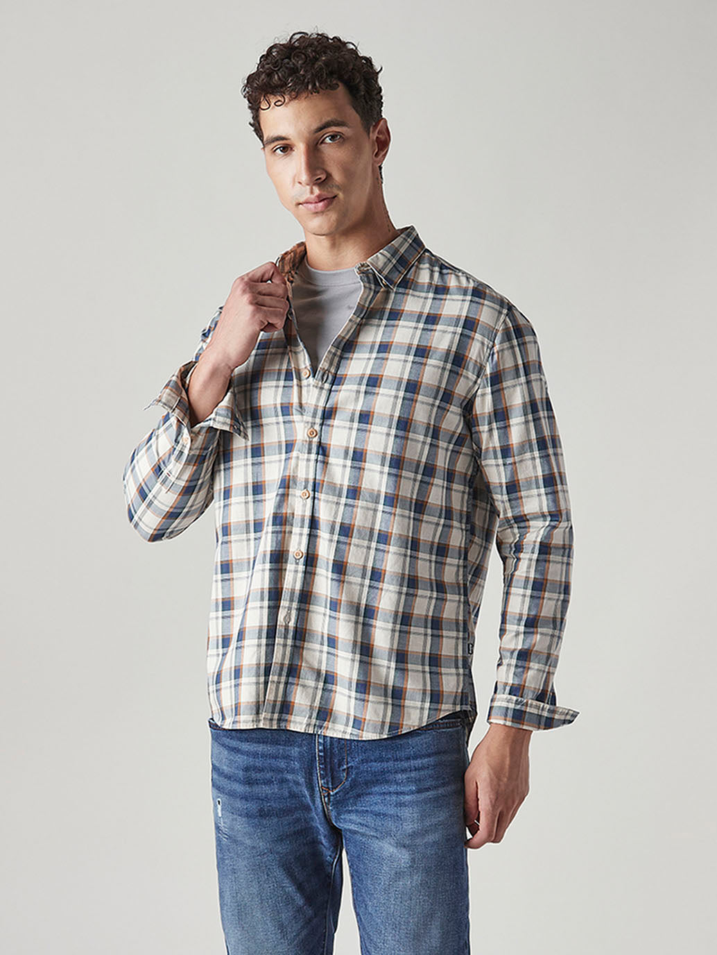 Men's Checkered Slim Fit Redloop Shirt