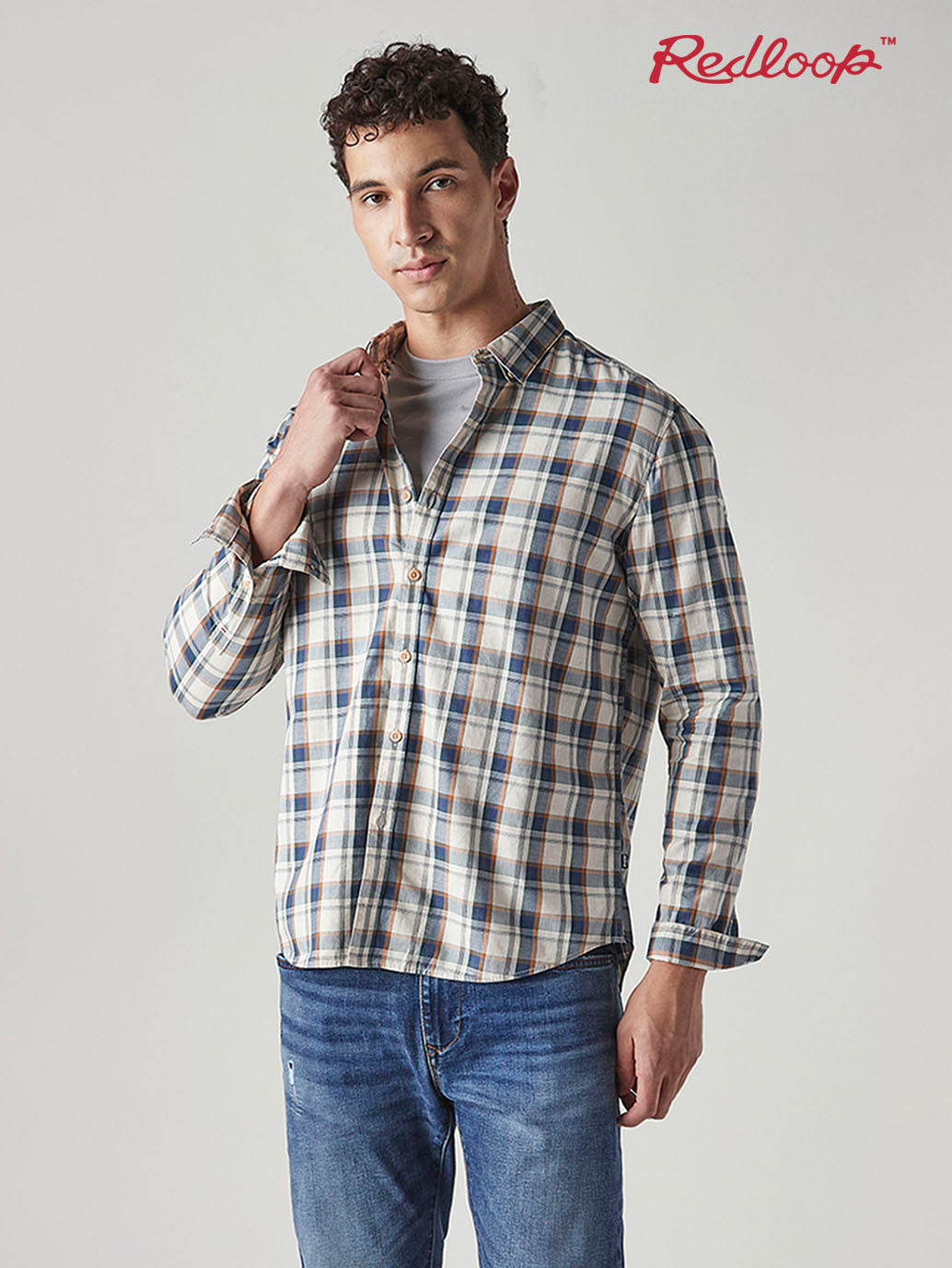 Men's Checkered Slim Fit Redloop Shirt