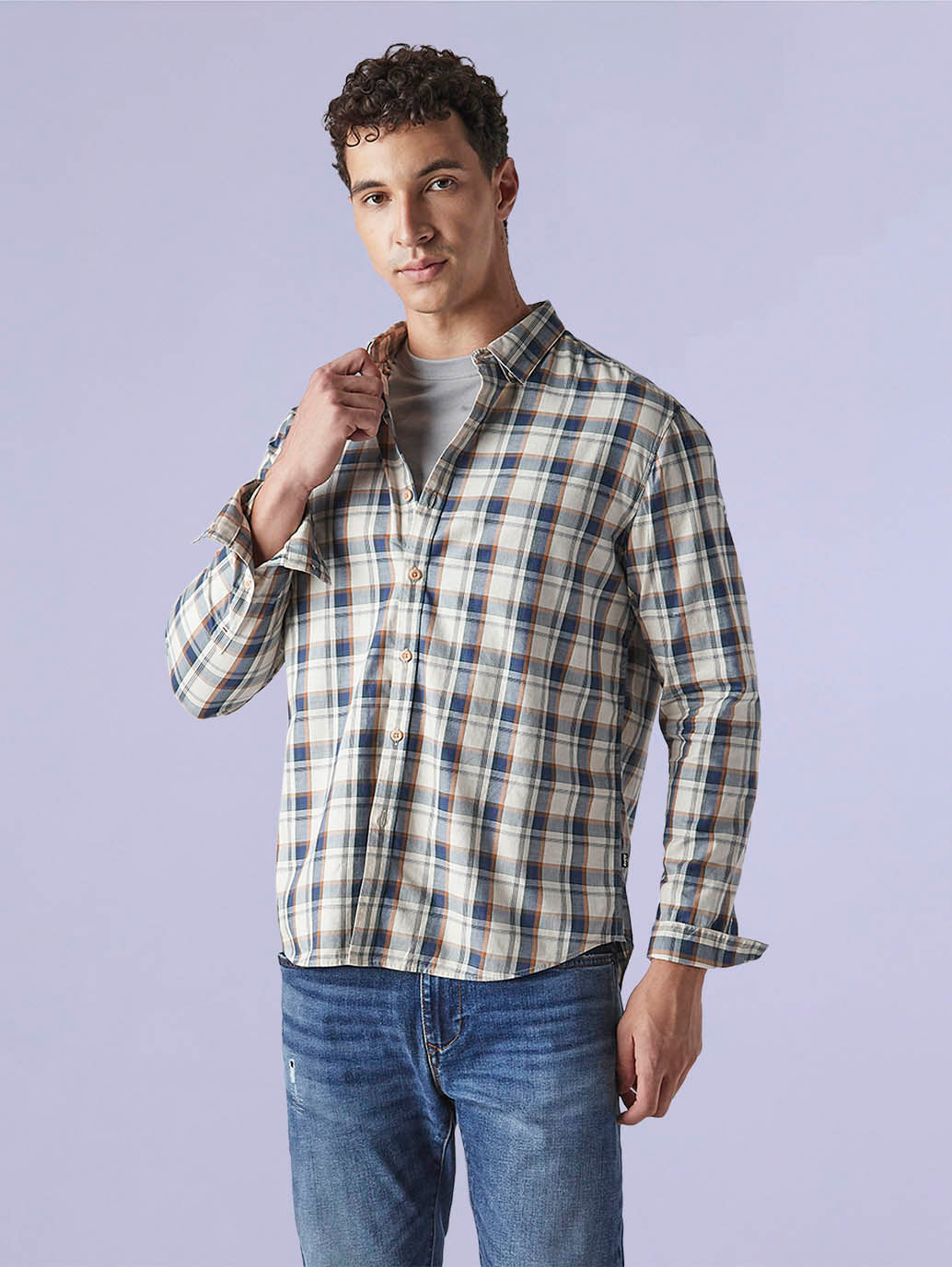 Men's Checkered Slim Fit Redloop Shirt