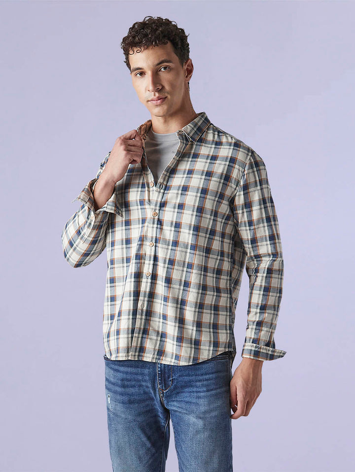 Men's Checkered Slim Fit Redloop Shirt