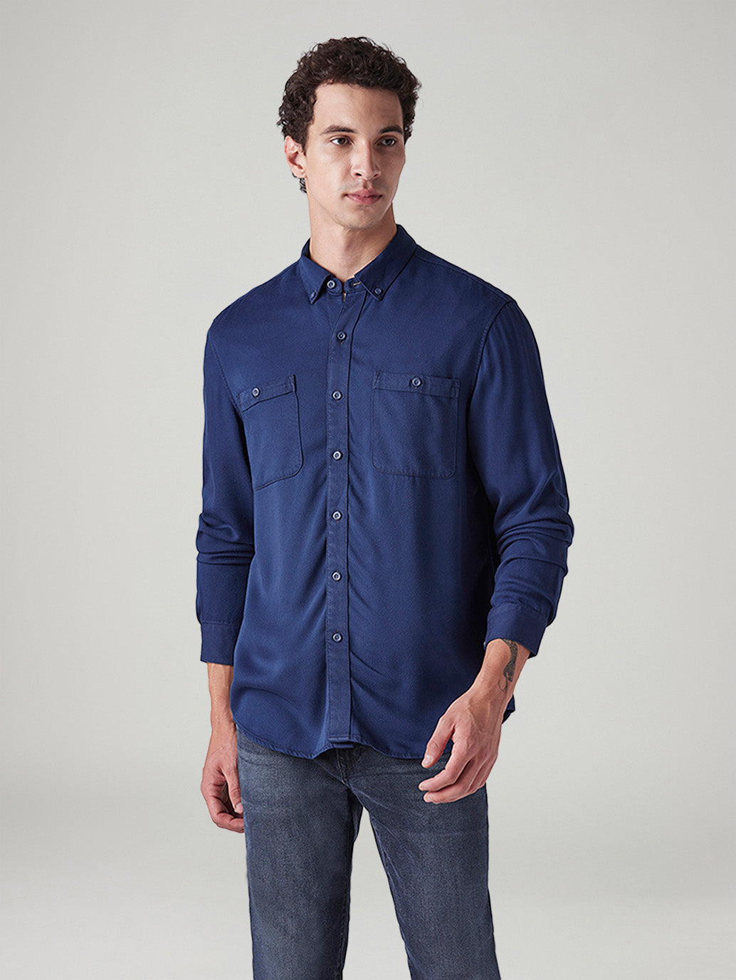 Men's Solid Slim Fit Shirt - Front View
