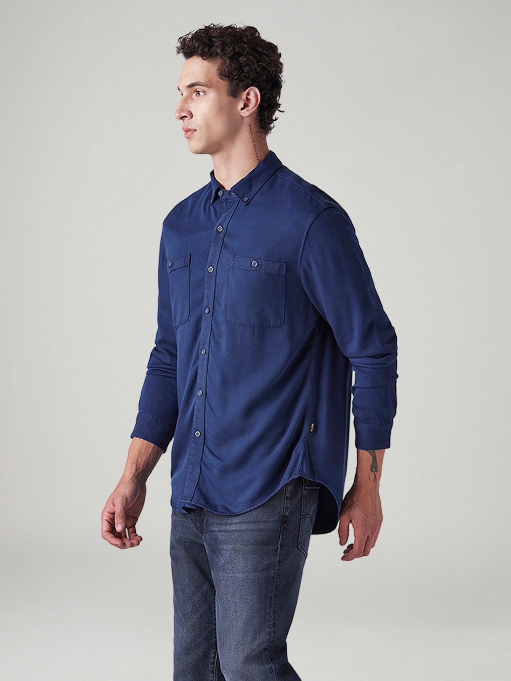 Men's Solid Slim Fit Shirt - Side View