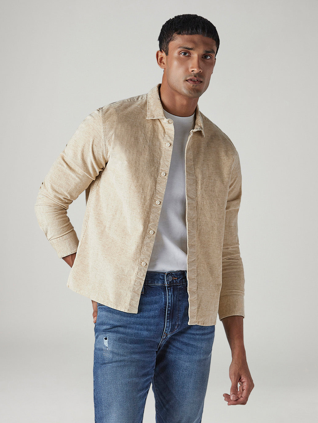 Men's Redloop Solid Slim Fit Corduroy Shirt