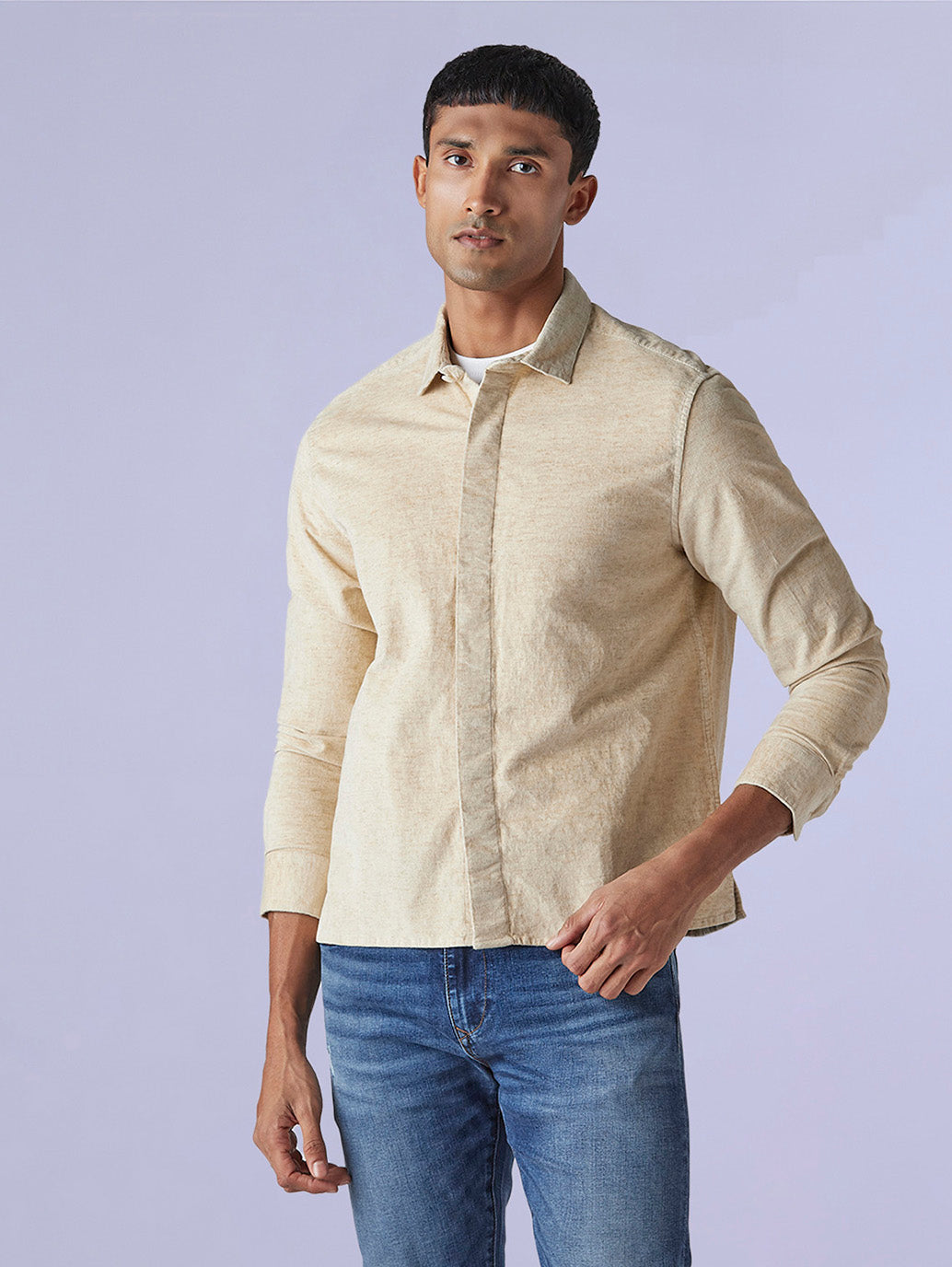 Men's Redloop Solid Slim Fit Corduroy Shirt - df14be28-20cd-46a0-9d69-869eb358c3f4 View