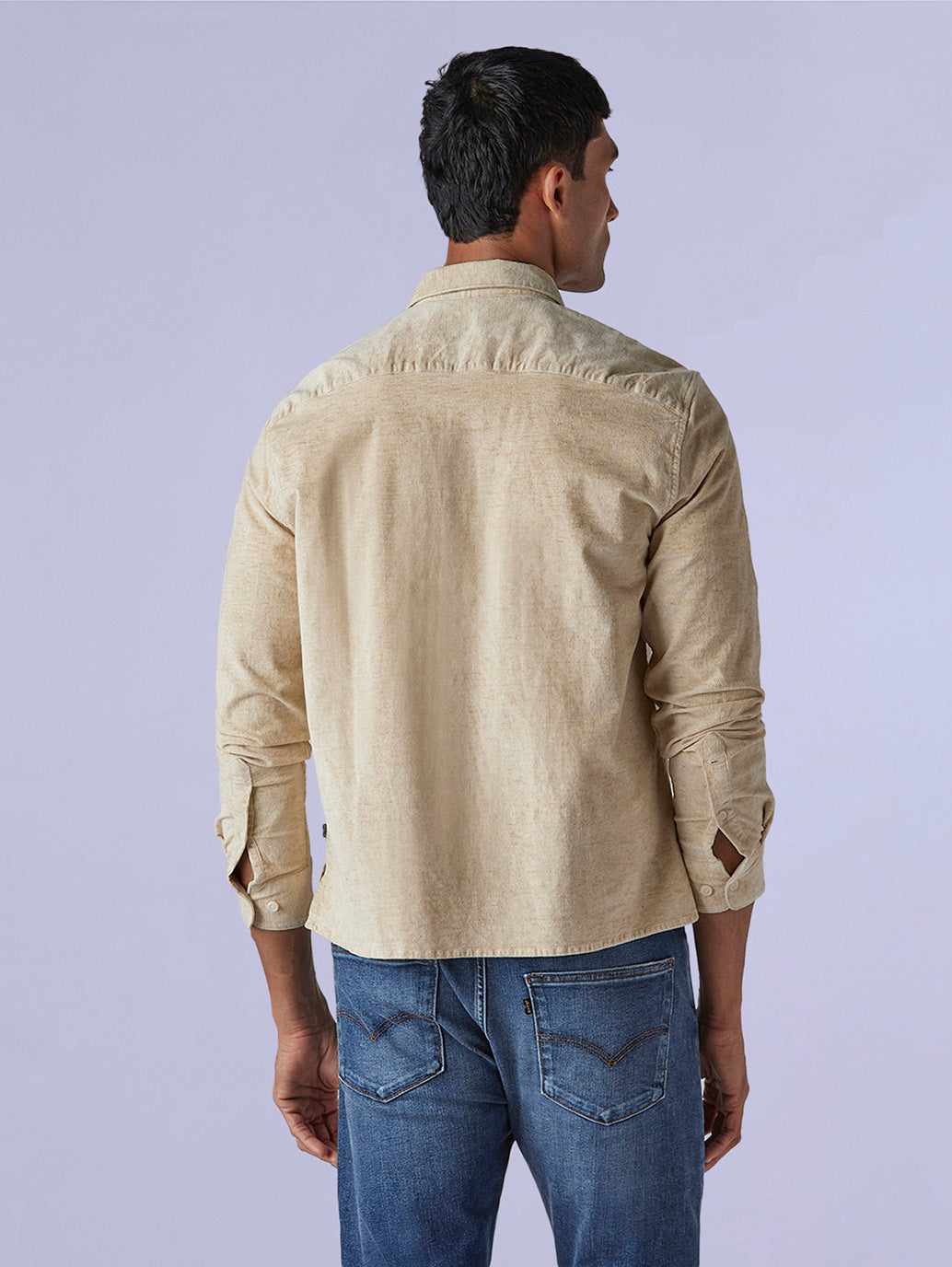 Men's Redloop Solid Slim Fit Corduroy Shirt - 0555fd57-b0b3-4b0a-8562-369f95562950 View
