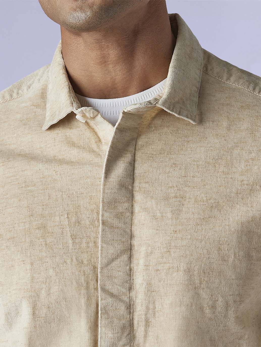 Men's Redloop Solid Slim Fit Corduroy Shirt - b8283cb4-c5cb-4aac-8584-c5e4f4cc484b View