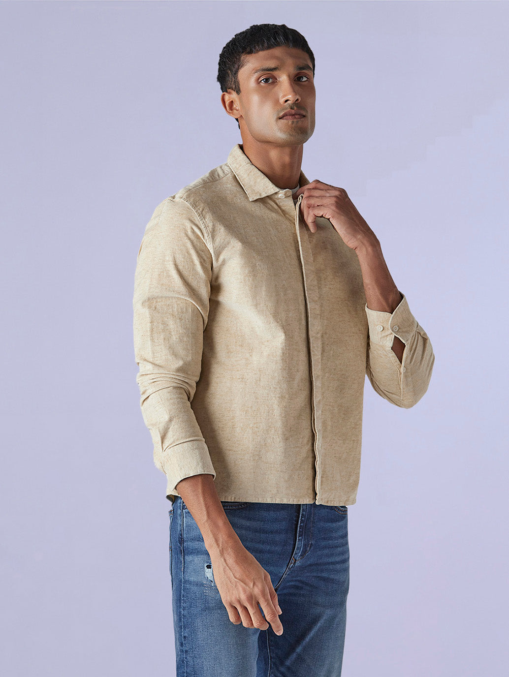 Men's Redloop Solid Slim Fit Corduroy Shirt - 2acc94fe-ee56-415d-a62d-73e6a034c882 View