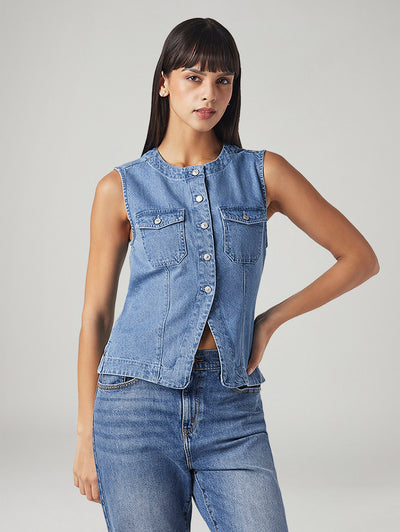 Women's Solid Regular Fit Denim Top-image-34