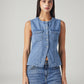 Women's Solid Regular Fit Denim Top - Front View