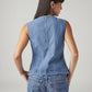 Women's Solid Regular Fit Denim Top - Back View