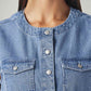 Women's Solid Regular Fit Denim Top - Detail View