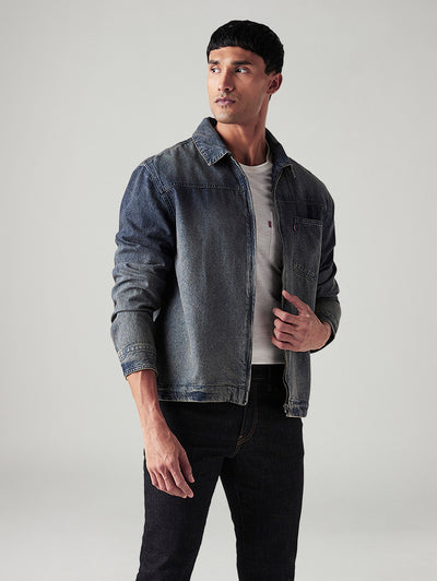 Men's Solid Relaxed Fit Jacket