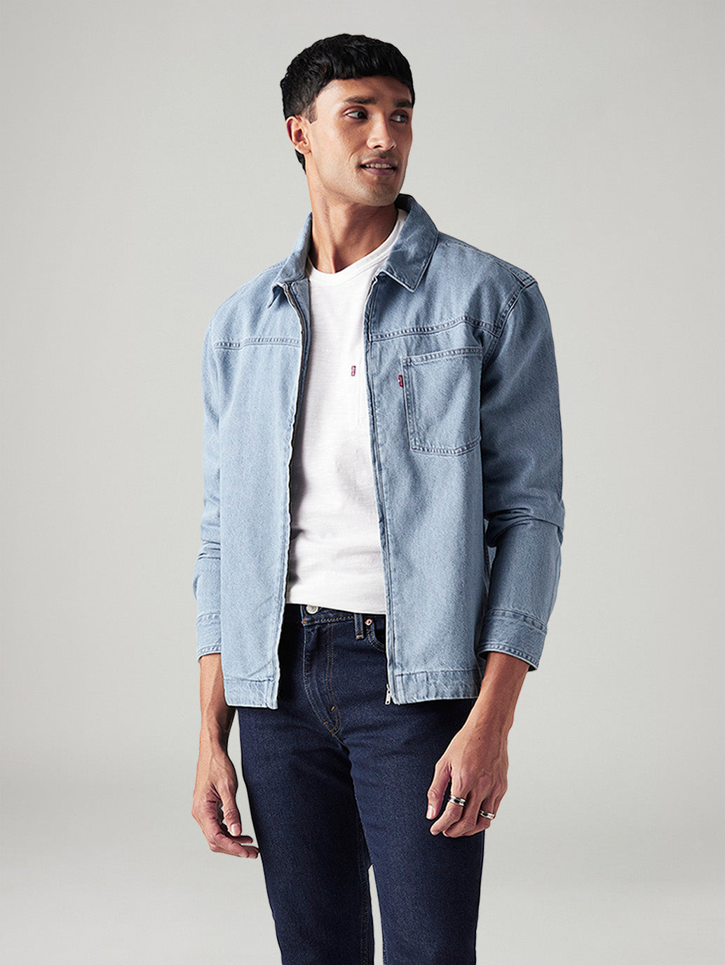 Men's Solid Relaxed Fit Jacket - Styleshot View