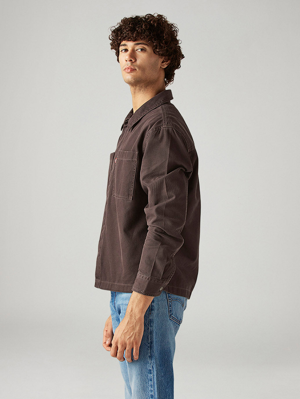 Men's Solid Boxy Fit Overdyed Shirt - Side View