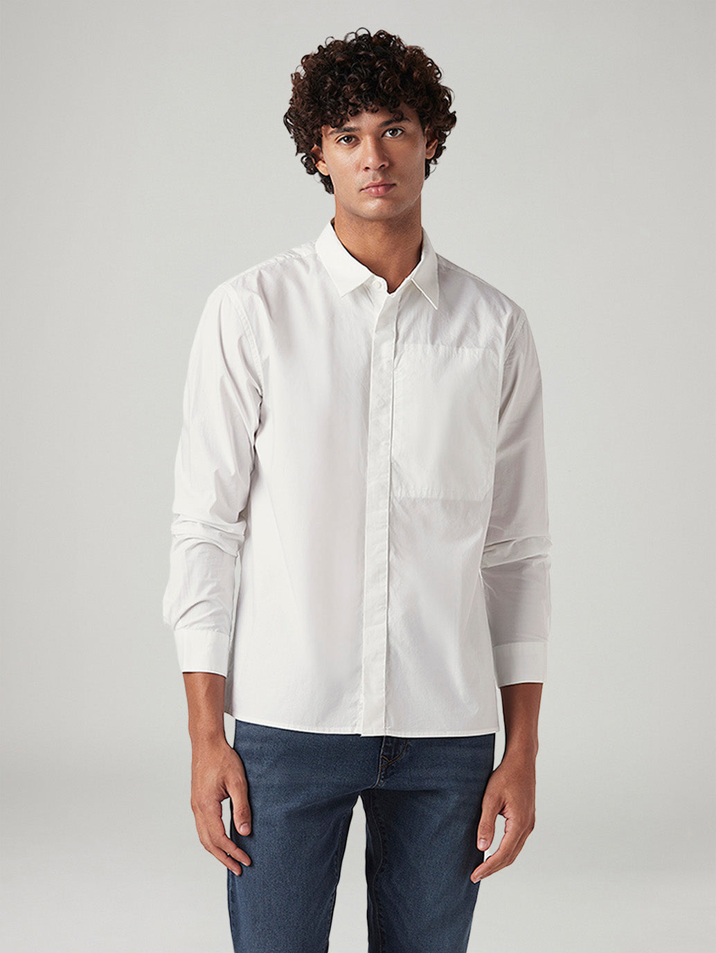 Men's Solid Slim Fit Shirt - Front View