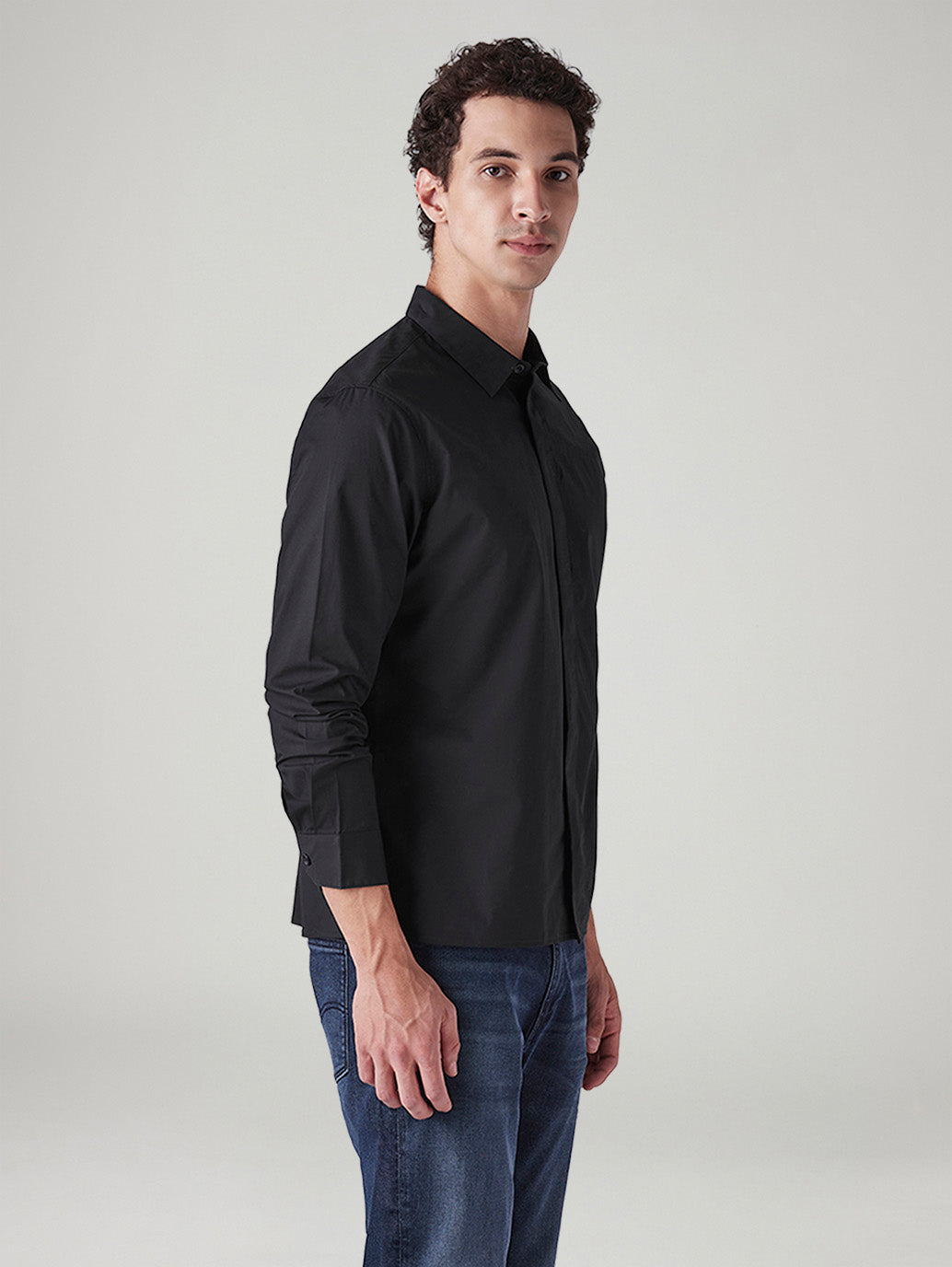 Men's Solid Slim Fit Shirt - Side View