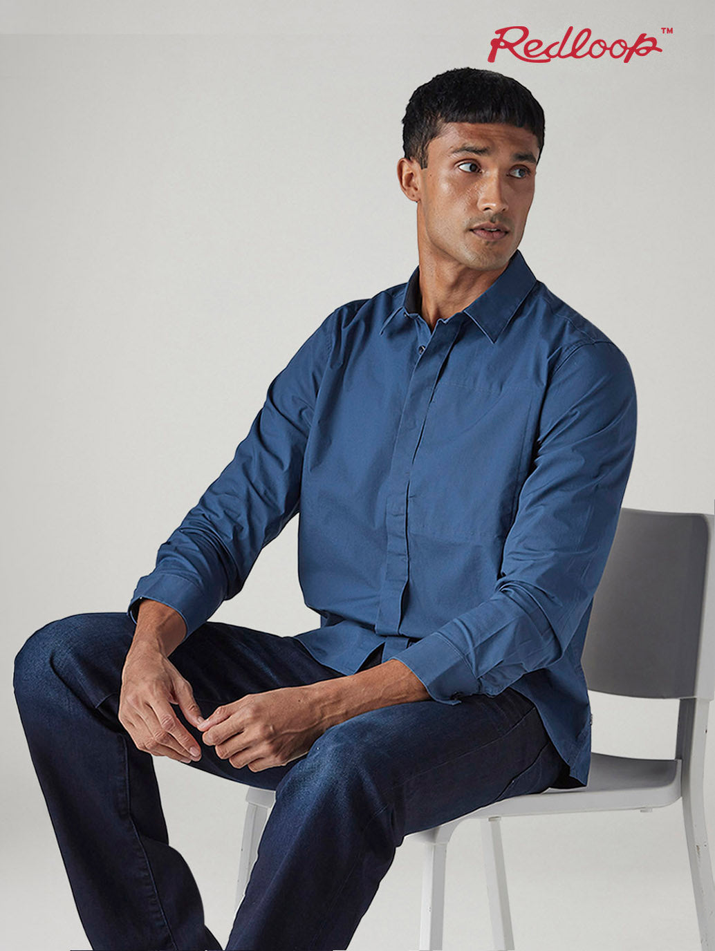 Men's Solid Slim Fit Redloop Poplin Shirt