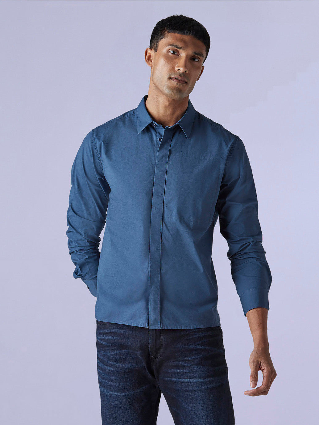 Men's Solid Slim Fit Redloop Poplin Shirt - d1225a5a-9f0b-410d-b095-948a1353e7f8 View