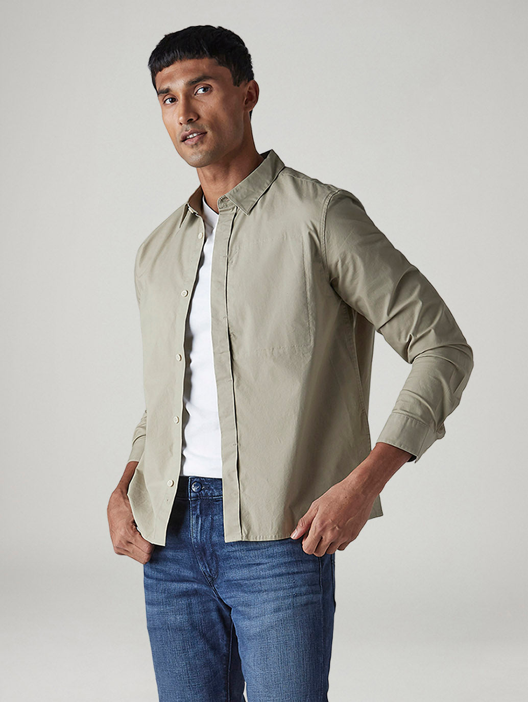 Men's Redloop Solid Slim Fit Poplin Shirt