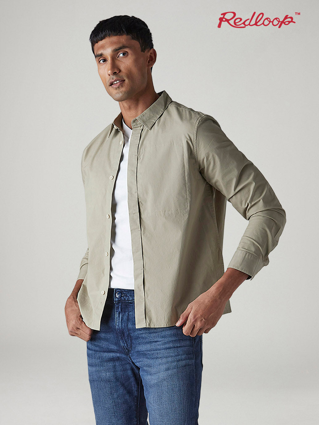 Men's Redloop Solid Slim Fit Poplin Shirt