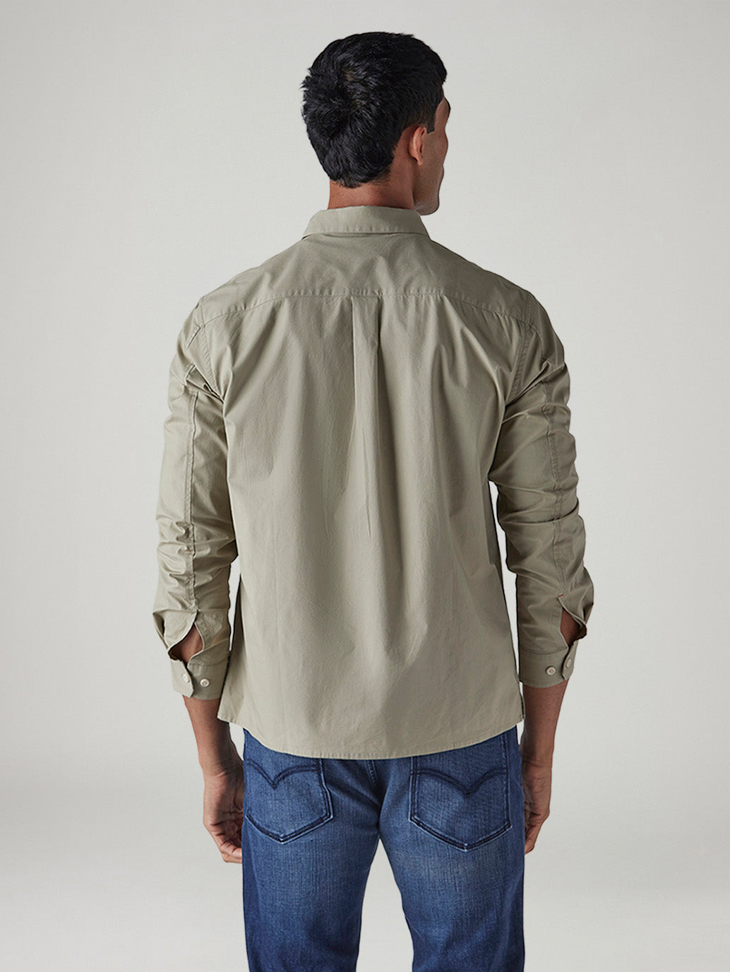 Men's Redloop Solid Slim Fit Poplin Shirt - Back View