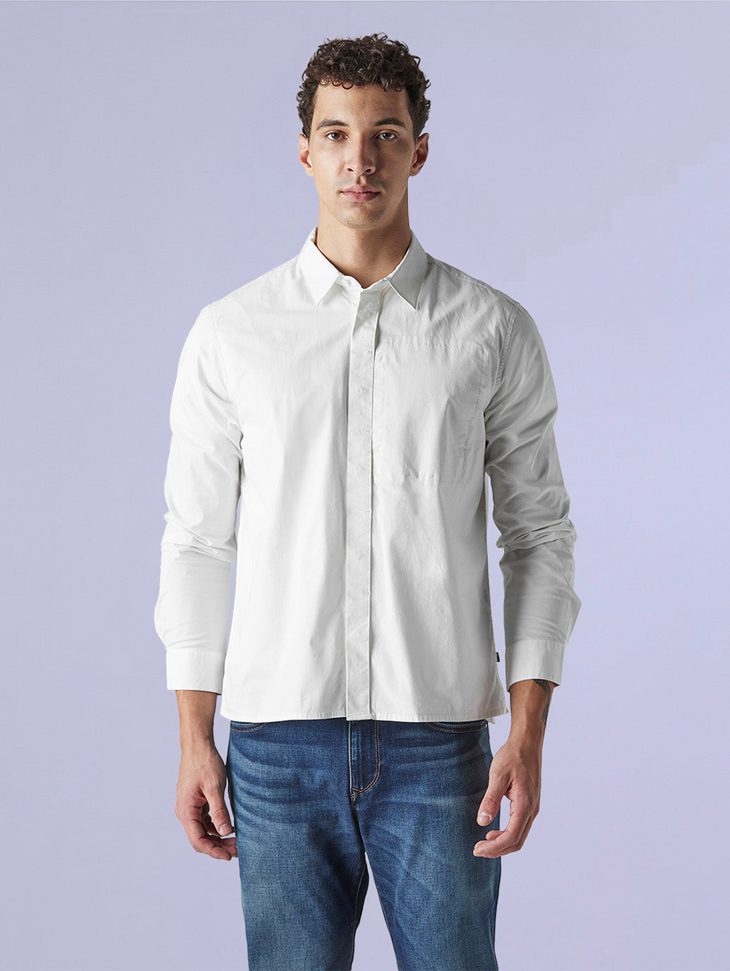 Men's Solid Slim Fit Poplin Redloop Shirt - 597fff73-21db-4901-aa53-0839403a5316 View