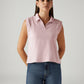 Women's Lace Light Pink Collar Neck Top - Front View