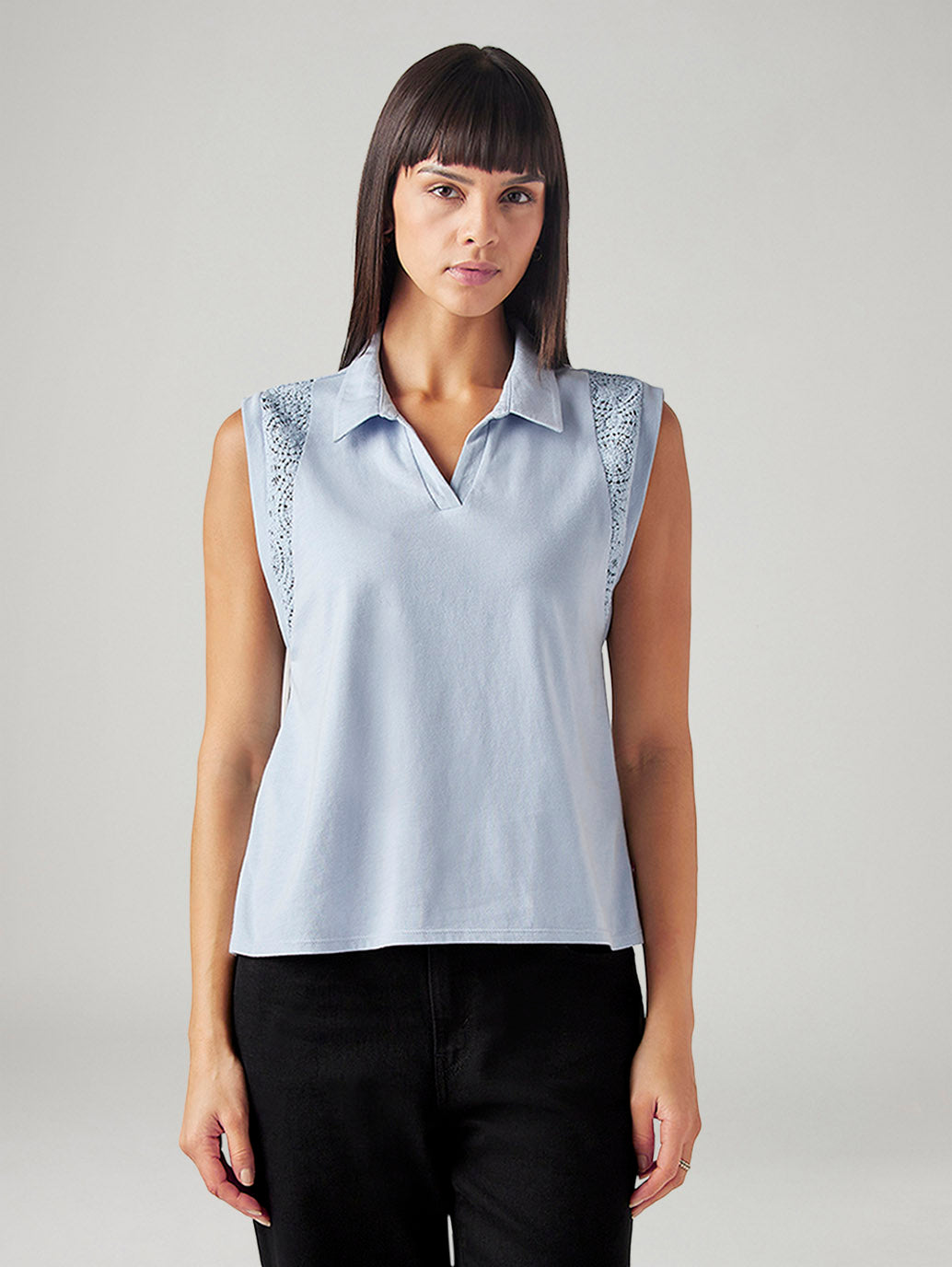 Women's Crochet Regular Fit T-Shirt - Front View