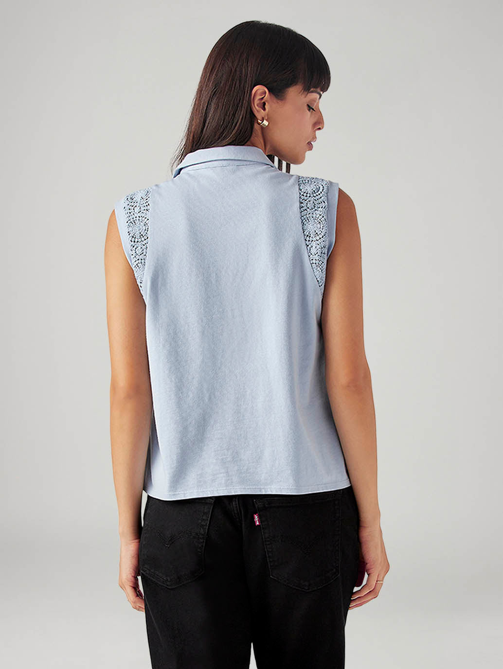 Women's Crochet Regular Fit T-Shirt - Back View
